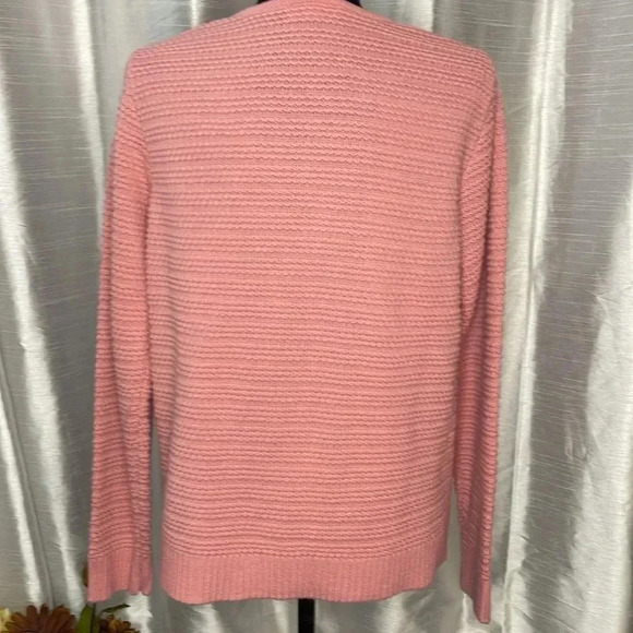 Halife Women’s Large Pink Acrylic Knit Button Up Cardigan Sweater - Picture 3 of 8